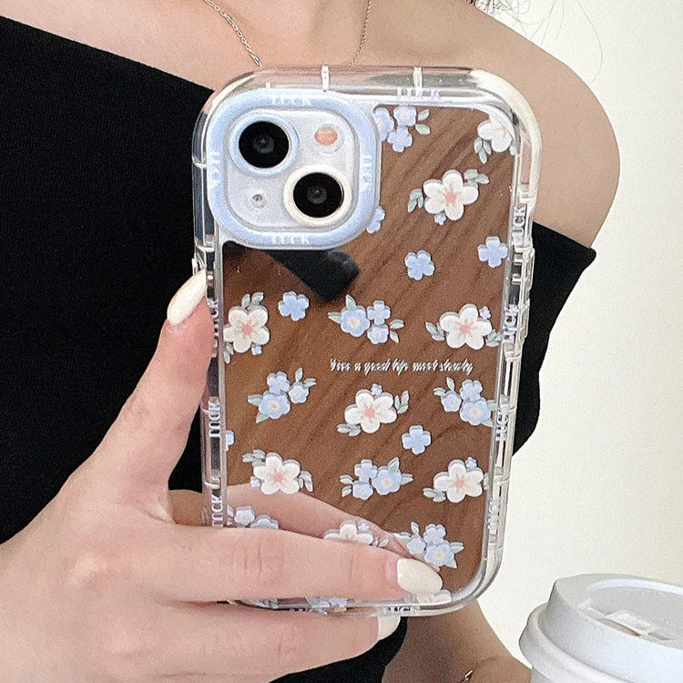 【ミラーデザイン】パープルフラワー 小花柄 デザイン スマホケース｜iPhone対応 #250626