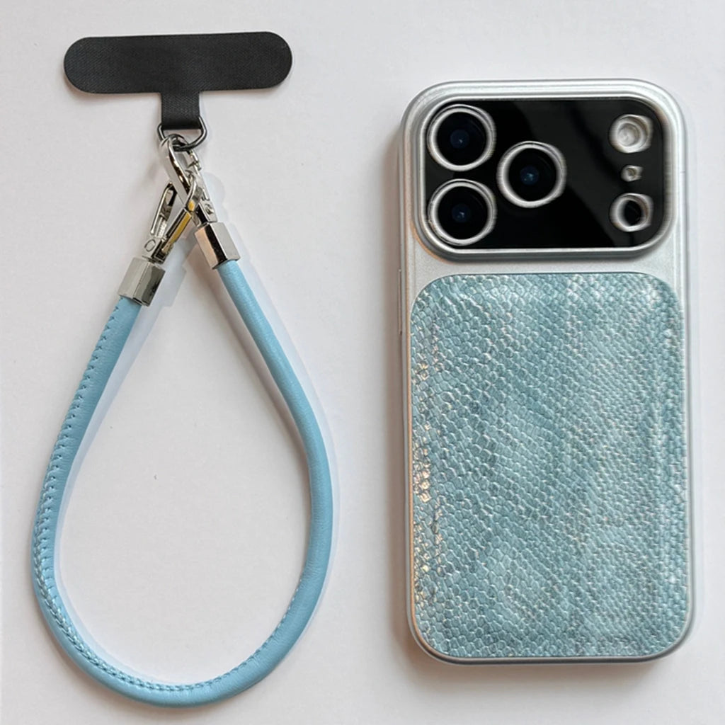 【スネークタッチ】パイソンレザー調 × ハンドストラップ スマホケース｜iPhone対応 #240823