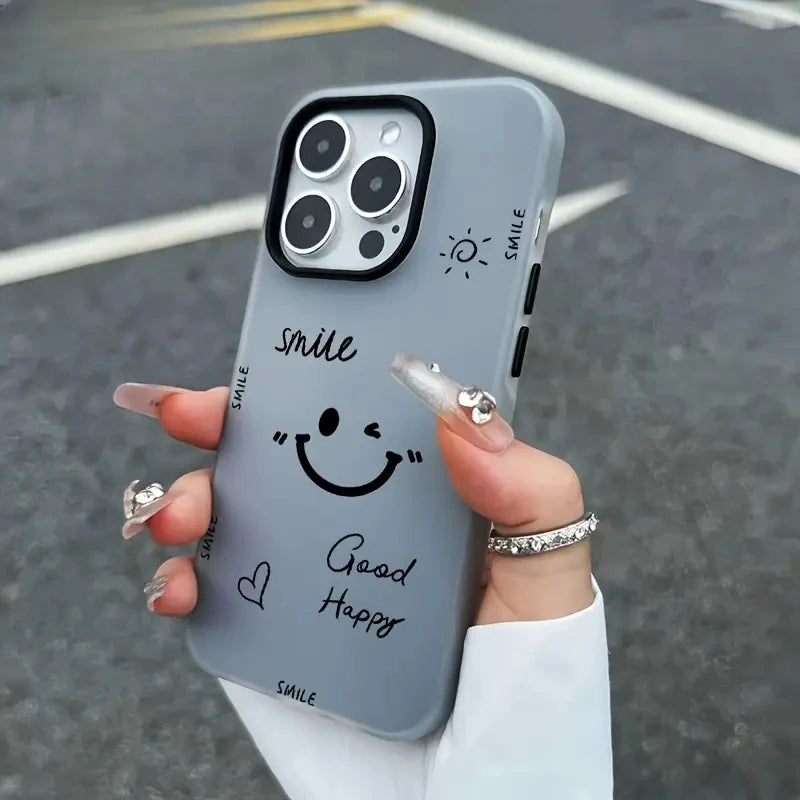 【ニコちゃんシリーズ】スマイル フェイス iPhoneケース｜シンプルマットカラー #260225