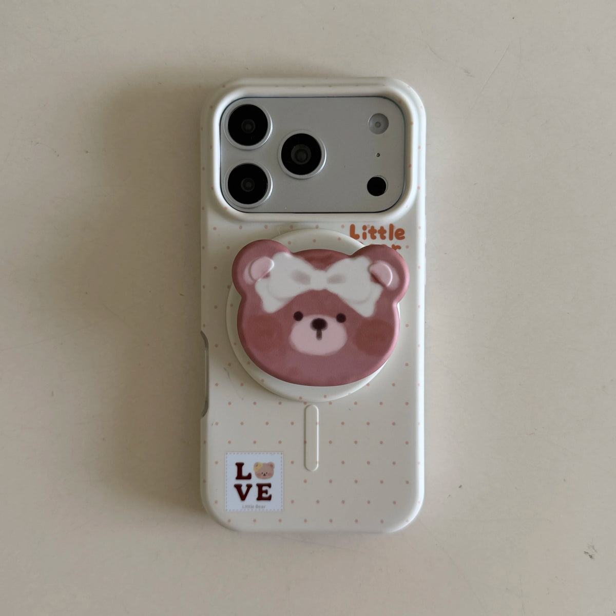 【くまモチーフ】マグネット内蔵 iPhoneケース (ケース単品・グリップセット選択可) ガーリー・ナチュラル アニマル PCA #261186