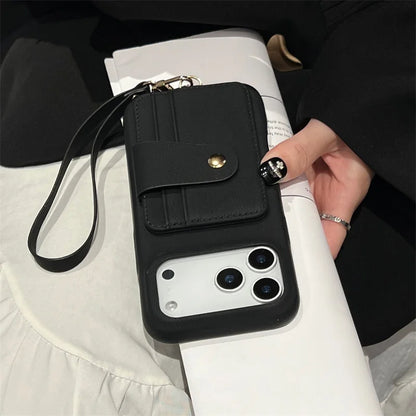 【カードポケットストラップ】多機能 PUレザー調 スマホケース｜iPhone対応 #250317