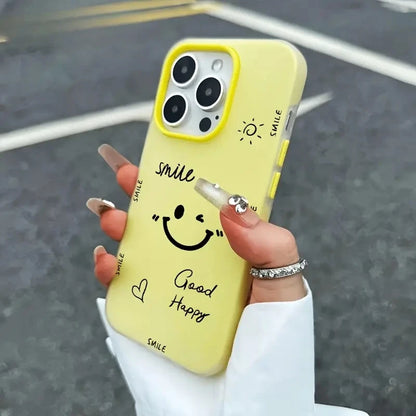 【ニコちゃんシリーズ】スマイル フェイス iPhoneケース｜シンプルマットカラー #260225