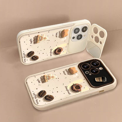 【カフェベア】くまちゃんチャーム ×コーヒービーンズ ドーナツ スマホケース｜iPhone対応 #250226