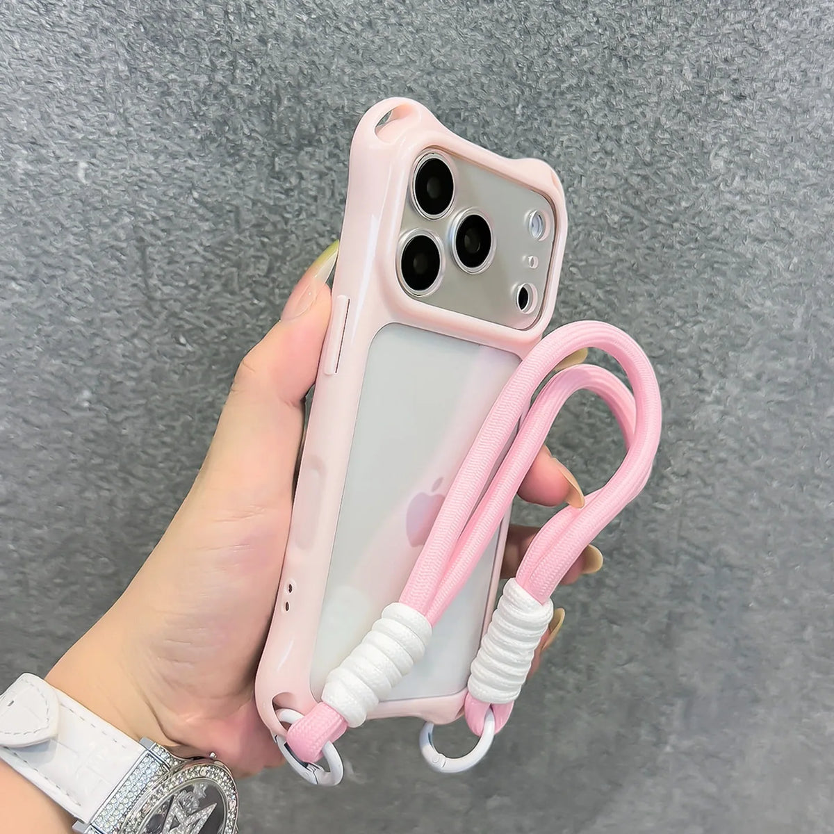 【ウェーブフレーム】クリアストラップ付き iPhoneケース (全8色) トレンド・ビビッド PCA #261211