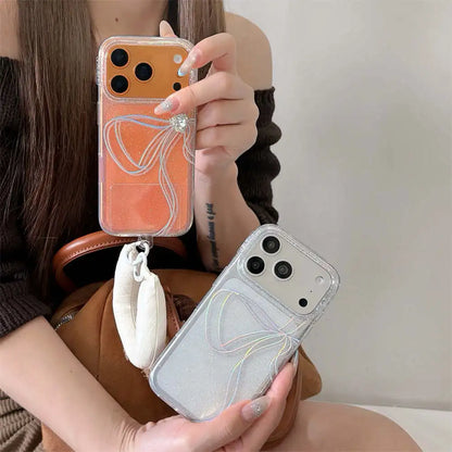 【クリアラメグリッター】リボンモチーフ クリアスマホケース｜iPhone対応 #240625