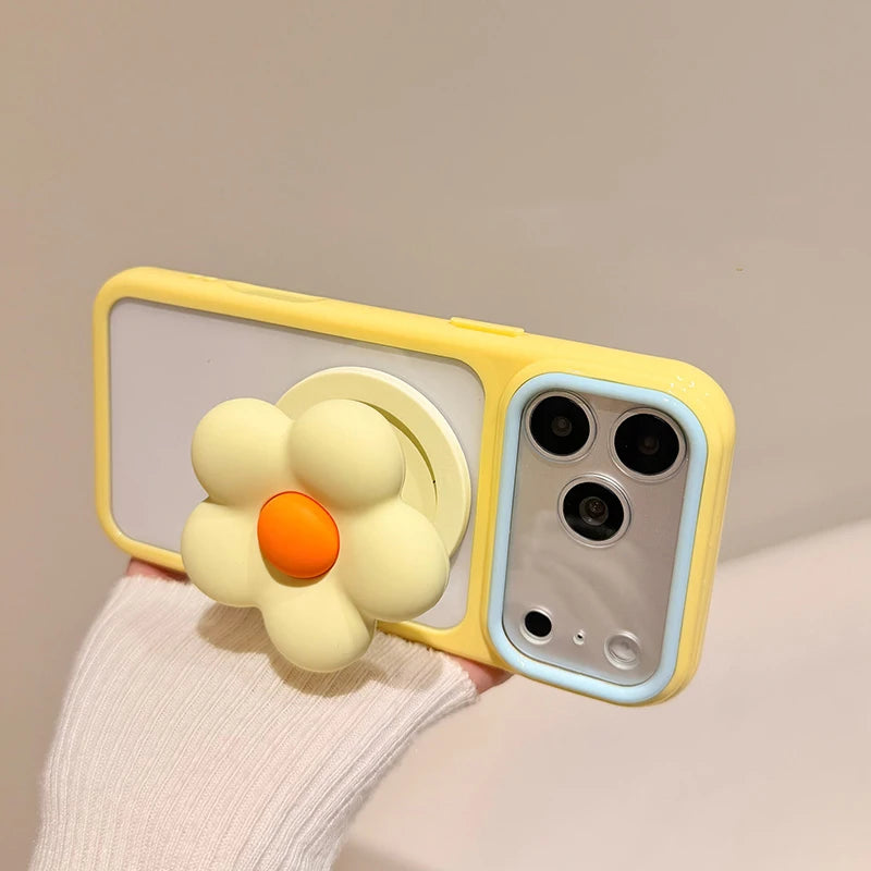 ぷっくりフラワー ソフトシリコン iPhoneケース｜スタンドホルダー付 #260073