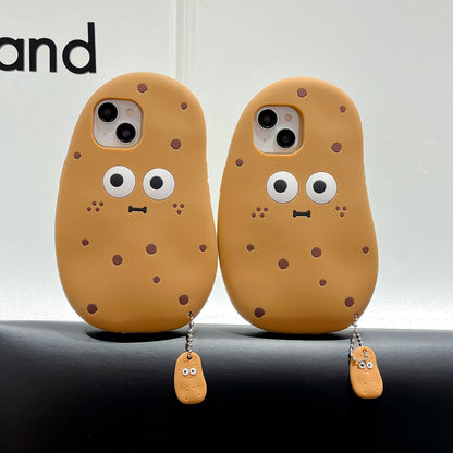 【3Dデザイン】ポテトキャラクター iPhoneケース かわいい 韓国風 ポテト型 ストラップ付き シリコン耐衝撃 ソフトケース｜iPhone対応 #251231