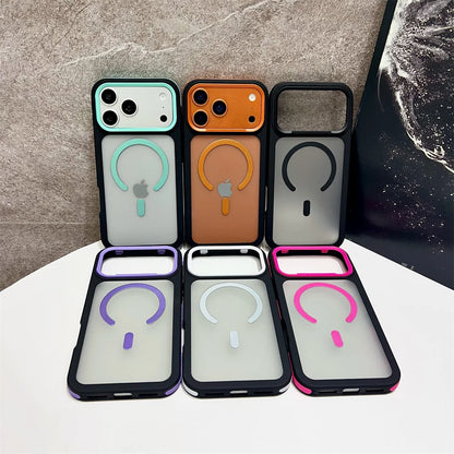 マットクリア Magnet内蔵 iPhoneケース｜バイカラー ネオンフレーム #240115