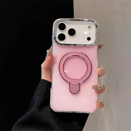 【耐衝撃 クリアケース】折りたたみマグネットリングスタンド機能付き スマホケース おしゃれ シンプル 透明 TPU バンパー カバー｜iPhone対応 #251223