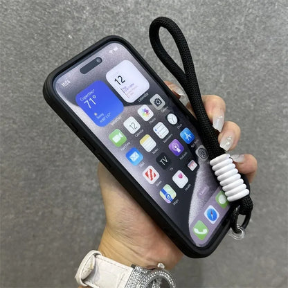 【耐衝撃シリーズ】カメラレンズカバー付き 折りたたみリングスタンド ストラップ付き スマホケース｜iPhone対応 #251226