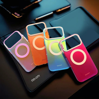 【グロウリングクリア】ネオンライト×グラデーション スマホケース｜iPhone対応 💫✨ #250223