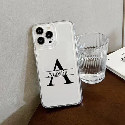 【カスタムシリーズ】ビッグ頭文字イニシャル 名入れ クリアスマホケース｜iPhone対応 #240718