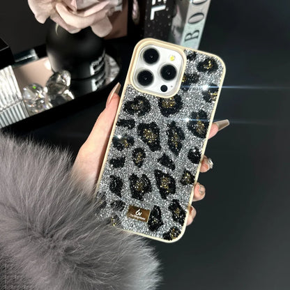 【キラキラビジューシリーズ】フルラインストーン ヒョウ柄 レオパード グリッター デコ スマホケース｜iPhone対応 #260113