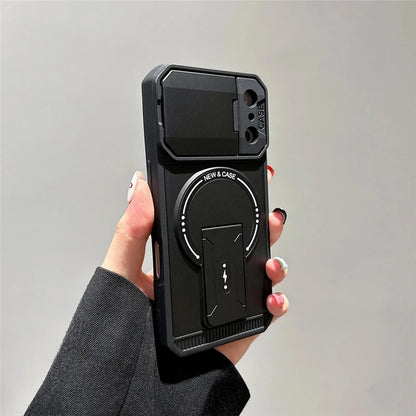 カメラカバー付き スタンド Magnet対応 iPhoneケース｜スライドレンズ保護 耐衝撃デザイン #240112