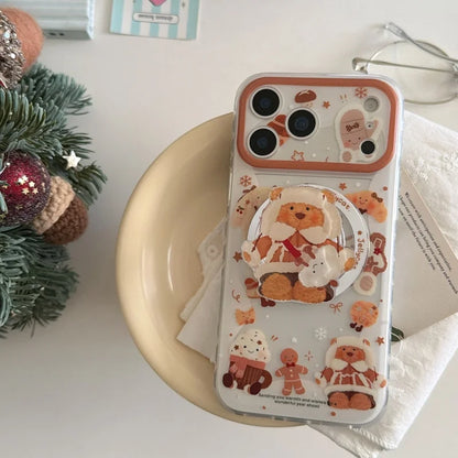 雪んこくまさん ベア スイーツ イラスト グリップ付き Magnet内蔵 iPhoneケース #240502