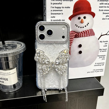 【グリッターバタフライ】キラキラ 蝶々 × ジュエリーチェーン スマホケース｜iPhone対応 #240807