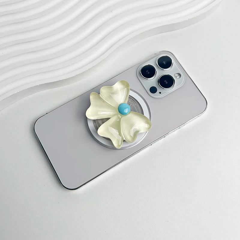 【スマホグリップ】パステルリボン スマホ ポップソケット｜Magnet対応 #241103