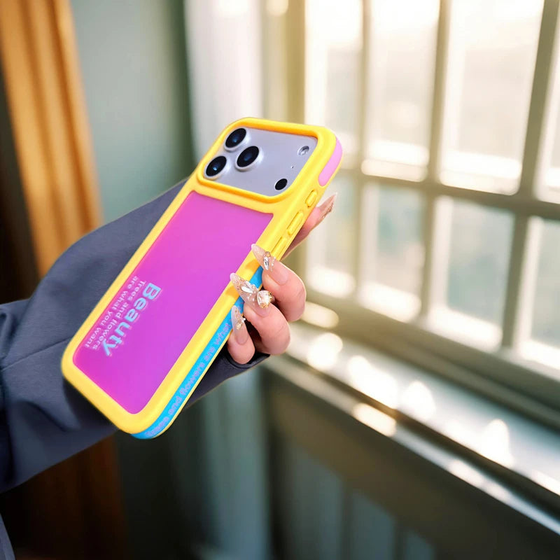 【ネオン メタリック カラー】ラバーフレーム スマホケース｜iPhone対応 #250128