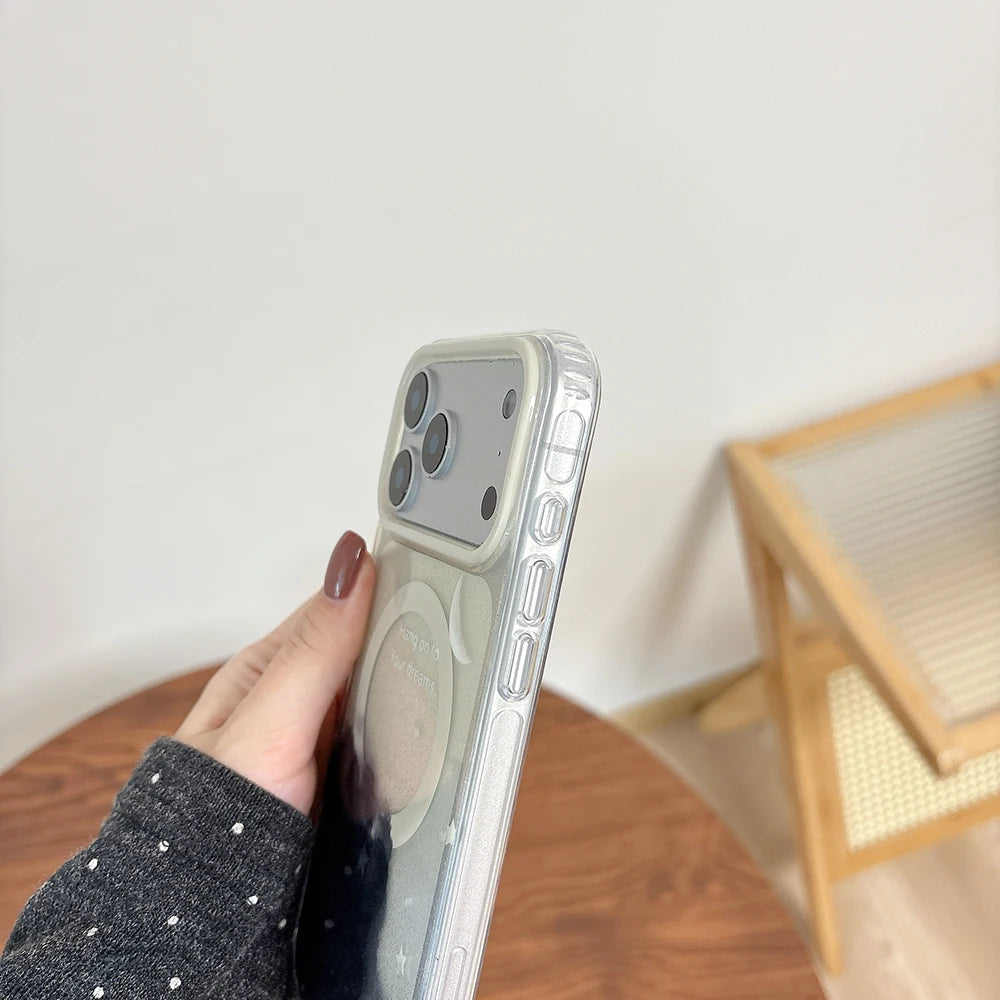 【Magnet内蔵】ドリーミーグラデーション きらめき スター クリアスマホケース｜iPhone対応 #241025