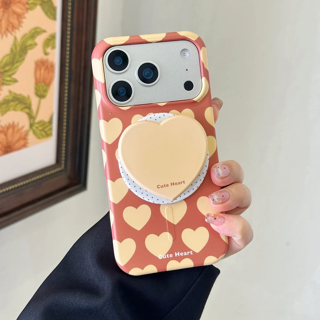 ポップ バイカラーハート グリップ付き iPhoneケース #260531