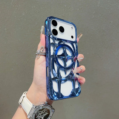 メタル調 ダイヤ柄 iPhoneケース｜グリップデザイン #240520