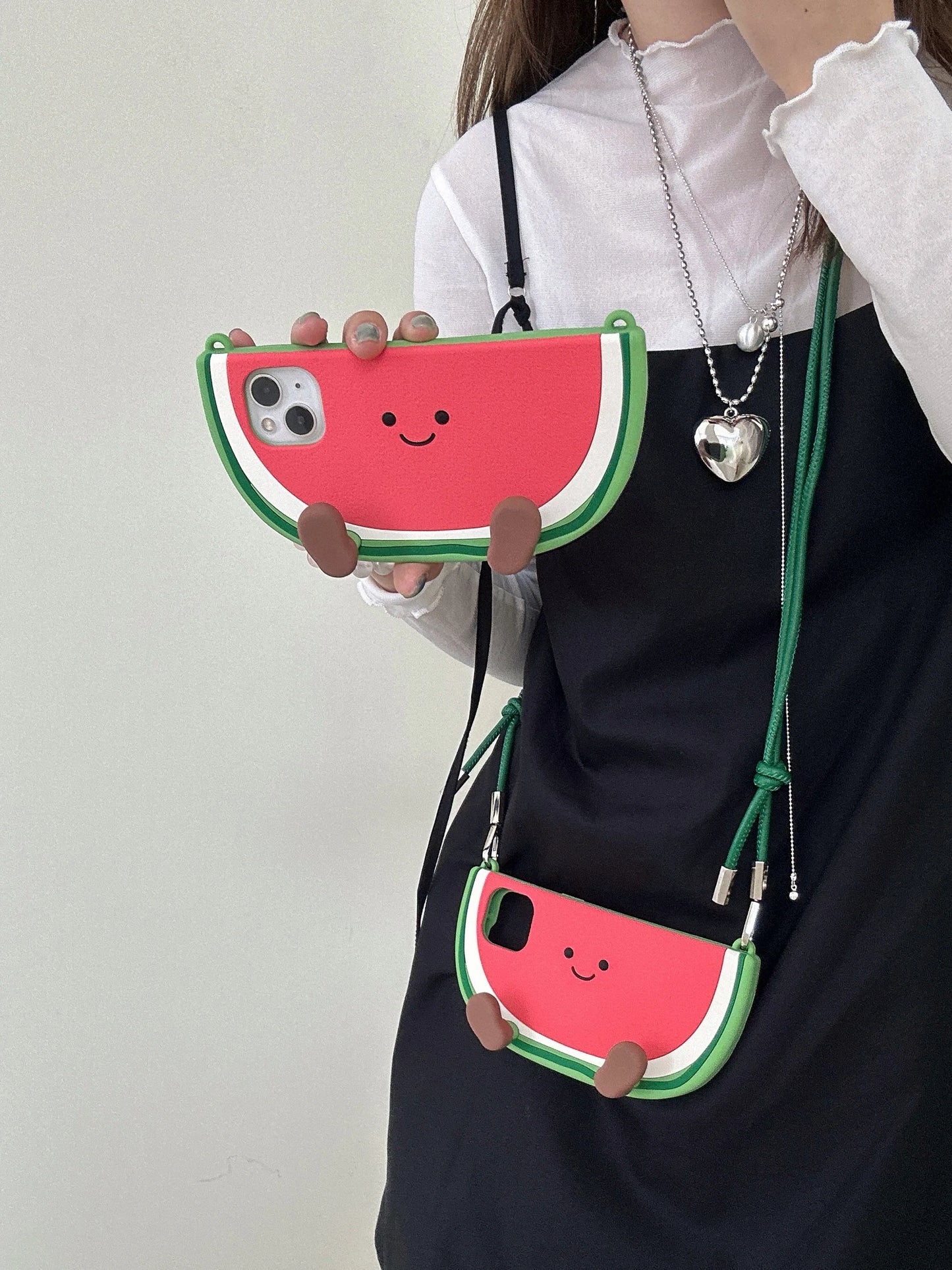 【ゆるかわスイカちゃん】3D立体 ショルダーケース｜iPhone対応 #250718