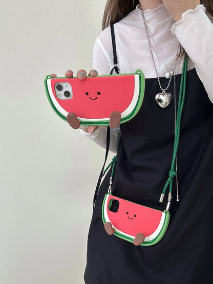 【ゆるかわスイカちゃん】3D立体 ショルダーケース｜iPhone対応 #250718