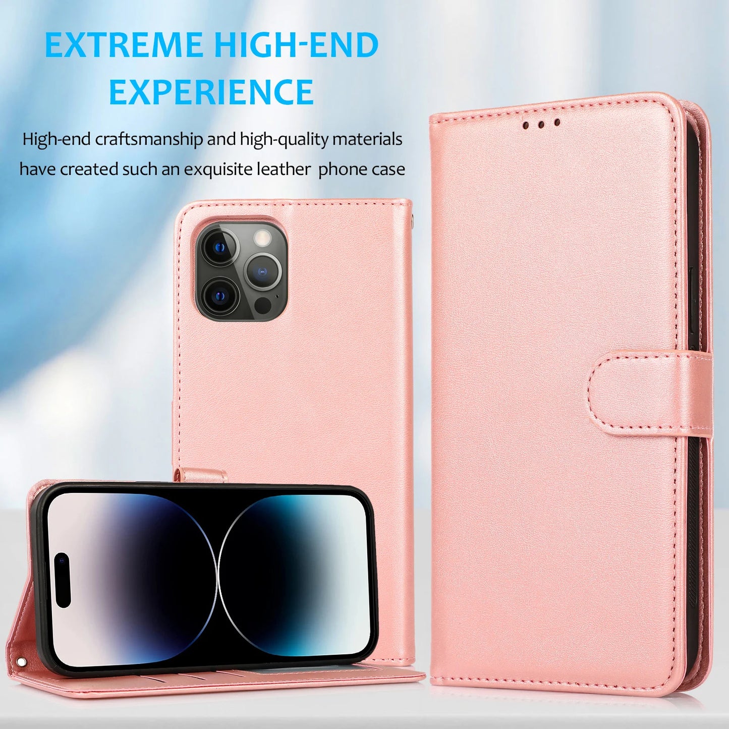 【ブックスタイル】Magnet内蔵 レザー調 2WAY分離式 手帳型 iPhoneケース｜カード収納・ストラップ付き #240207