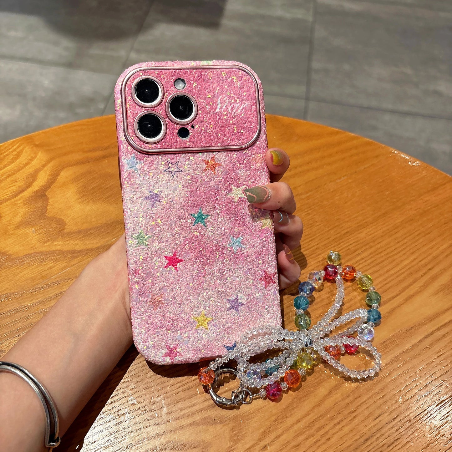 【グリッターシリーズ】 スターラメ ピンク グリッターケース｜iPhone対応 #240905