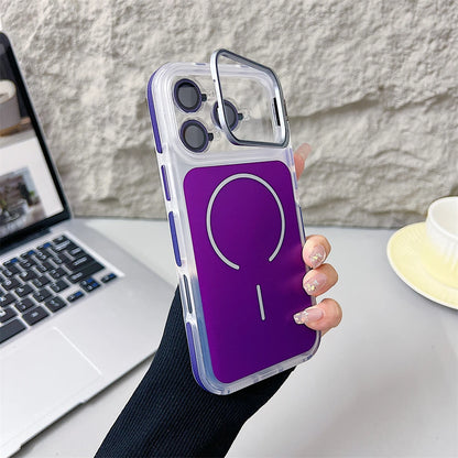 カメラカバー スタンド付き Magnet内蔵 クリアカラー iPhoneケース #240327