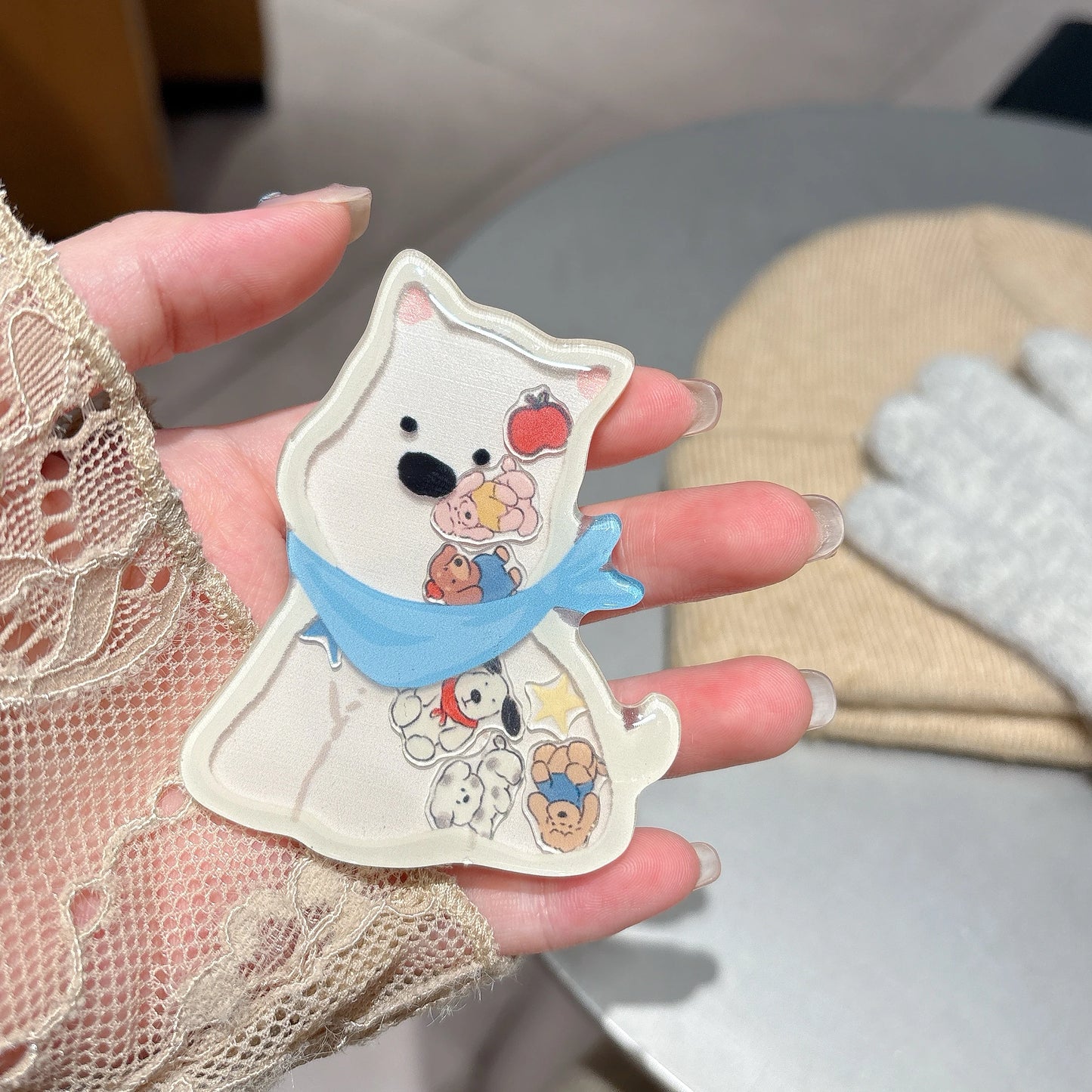 ゆるかわアニマル 犬 ウエスティ ホワイトテリア 立体グリップ付き iPhoneケース｜韓国風・落下防止 #231203