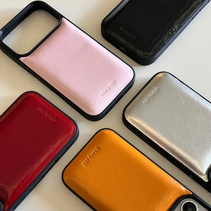 【メタリックレザー】高見えレザー風デザイン スマホケース｜iPhone対応 #250110