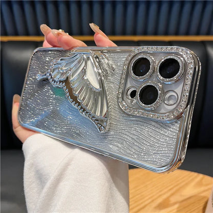立体メタリック バタフライ iPhoneケース｜グリッター ラメ #240225