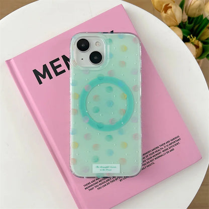 【マーメイドシェル】ドット＆貝殻スタンド付きクリアスマホケース｜iPhone対応 #250629