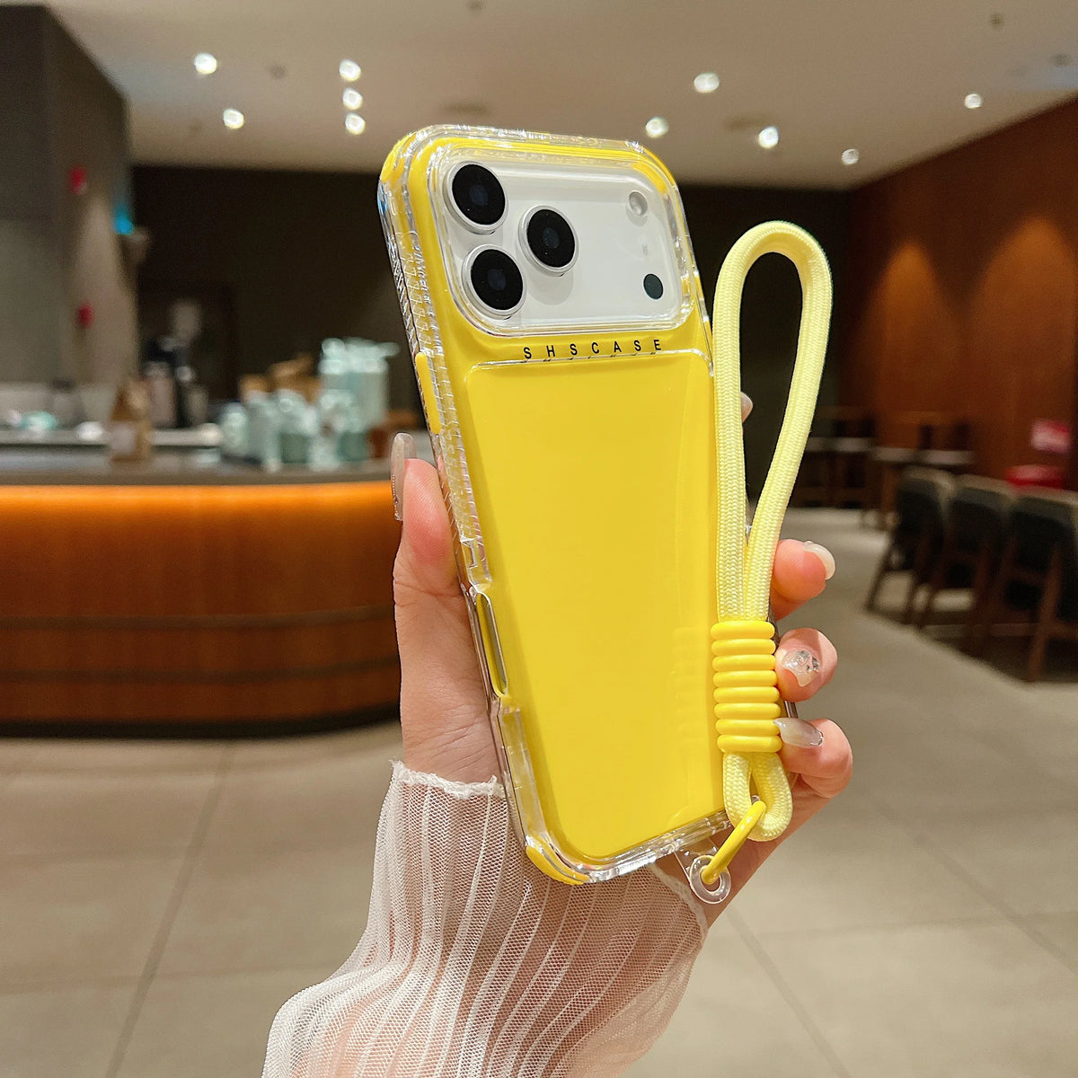 ネオンシリーズ】カラフルクリアデザイン ストラップ付き スマホケース ネオンシリーズ】カラフルクリアデザイン ストラップ付き スマホケース