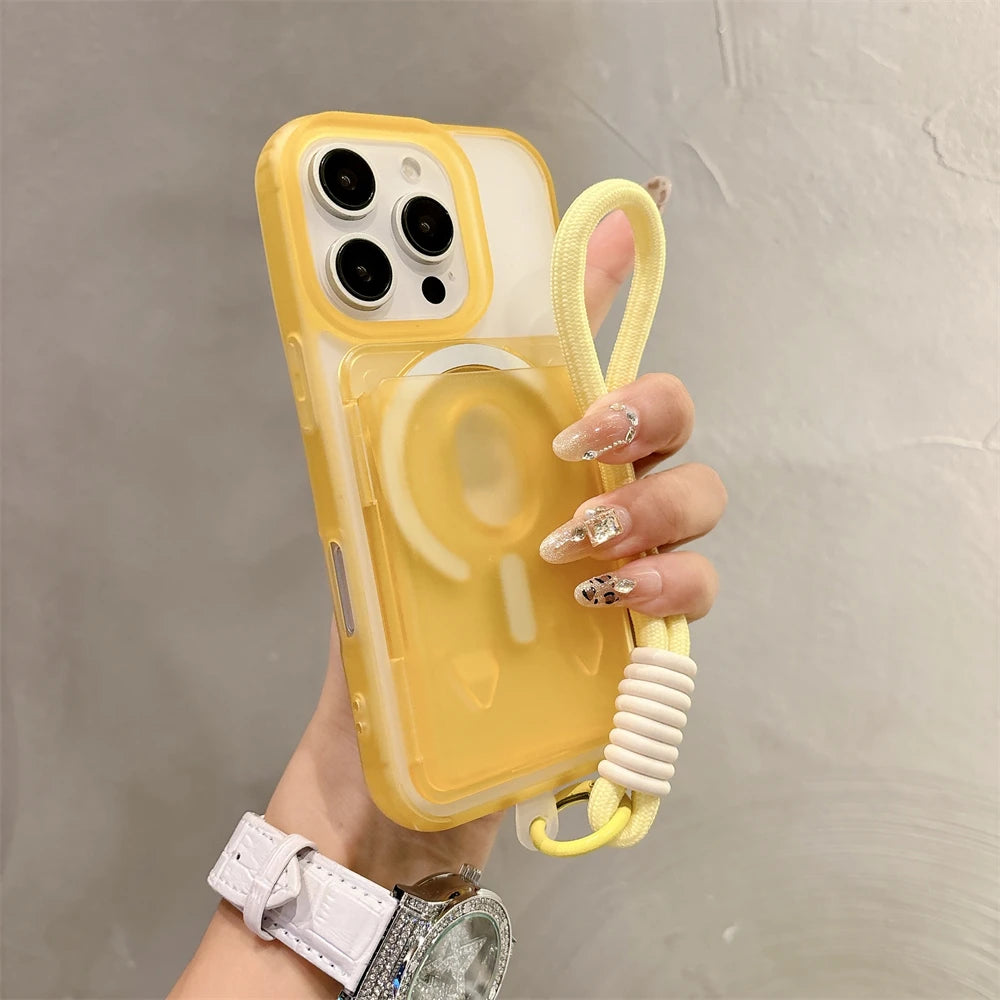 クリアストラップ カード収納 iPhoneケース｜カラーループ付き #240313