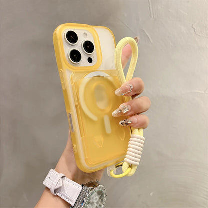 クリアストラップ カード収納 iPhoneケース｜カラーループ付き #240313