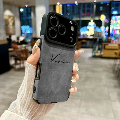 【カスタムシリーズ】マットレザー調 高級感 名入れ スマホケース ｜iPhone対応 #240713