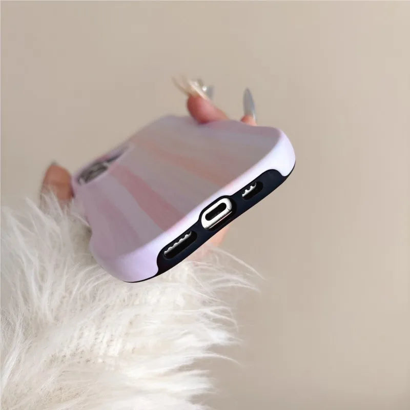 ふんわり滲みカラー グラデーションストライプ ウェーブケース｜iPhone対応 #260319