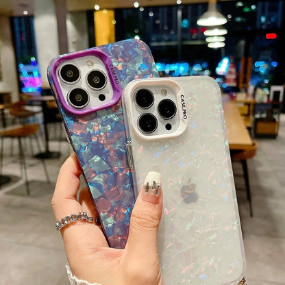 シェル風 オーロラデザイン ショルダー チェーンストラップ付き iPhoneケース #230726
