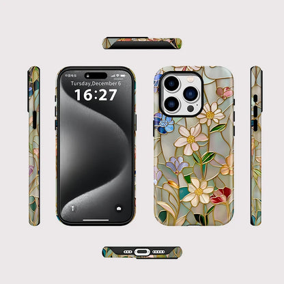【ステンドブロッサム】ステンドグラス風 × フローラルアート スマホケース｜iPhone対応 #250701