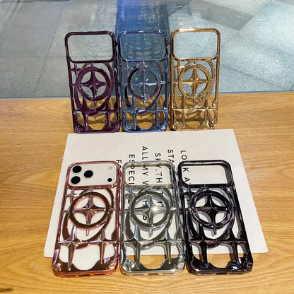 メタル調 ダイヤ柄 iPhoneケース｜グリップデザイン #240520