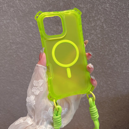 ビビッドカラー バンパー ストラップ付き Magnet内蔵 iPhoneケース｜クリア・ポップ #260057