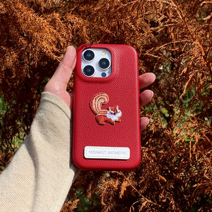 【刺繍アニマル×レザー風】子豚 うさぎ しろくま リス 刺繍 スマホケース｜iPhone対応 #241215