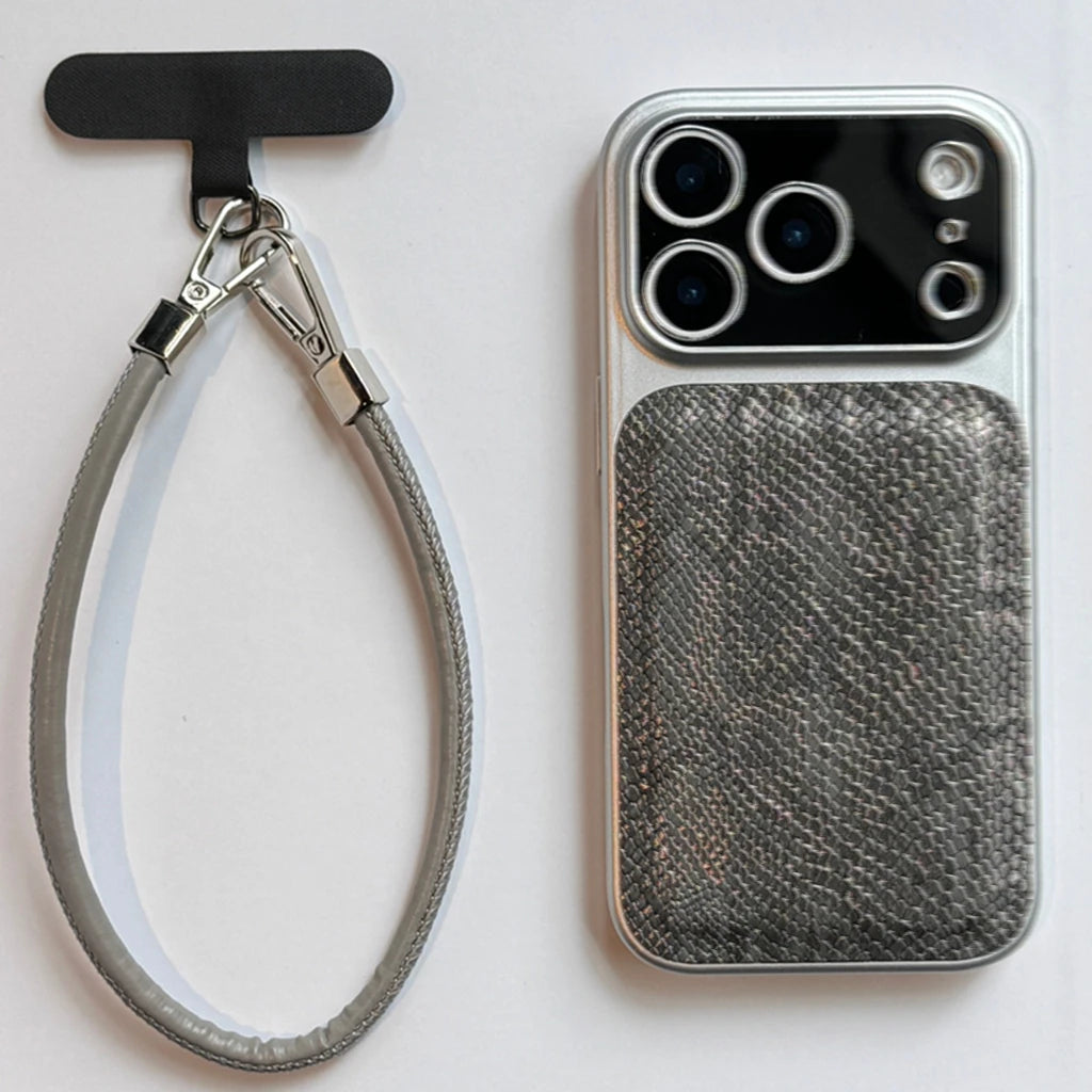 【スネークタッチ】パイソンレザー調 × ハンドストラップ スマホケース｜iPhone対応 #240823