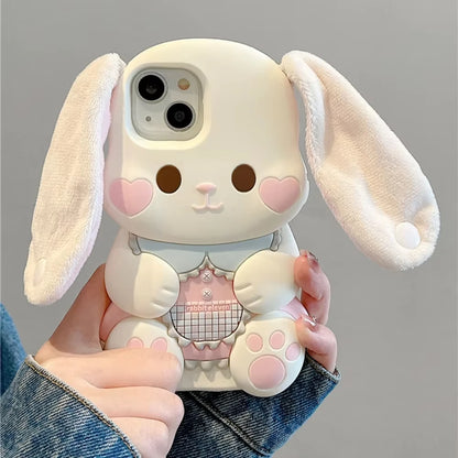 【アニマルシリーズ】ふわふわうさ耳 立体キュート スマホケース｜iPhone対応 #250924