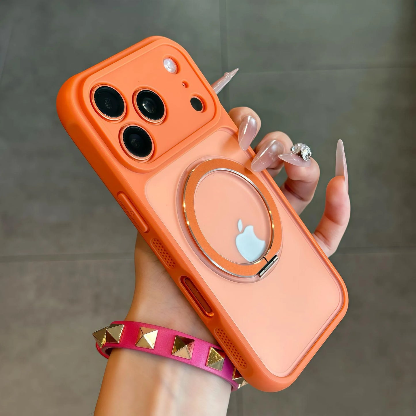 マットカラー iPhoneケース｜ビビッド配色・リング一体型・耐衝撃デザイン #240412