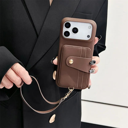 【カードポケットストラップ】多機能 PUレザー調 スマホケース｜iPhone対応 #250317
