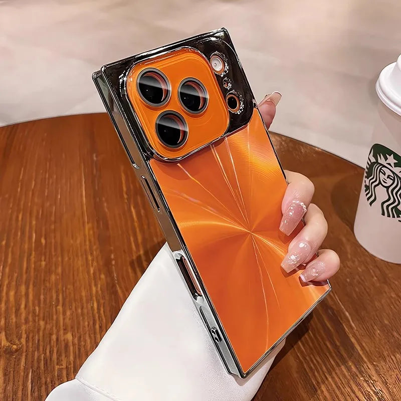 スクエアシリーズ メタリックデザイン iPhoneケース｜シャープライン・ミラー風仕上げ #240408