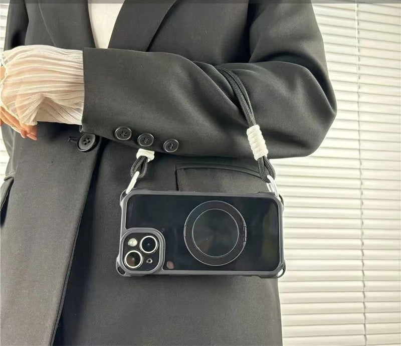 2WAYストラップ付き iPhoneケース おしゃれ リングスタンド #261127